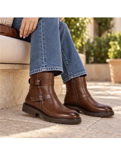 Brown leather women's boots