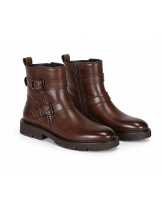 Botines de mujer de piel con hebilla color marrón 2