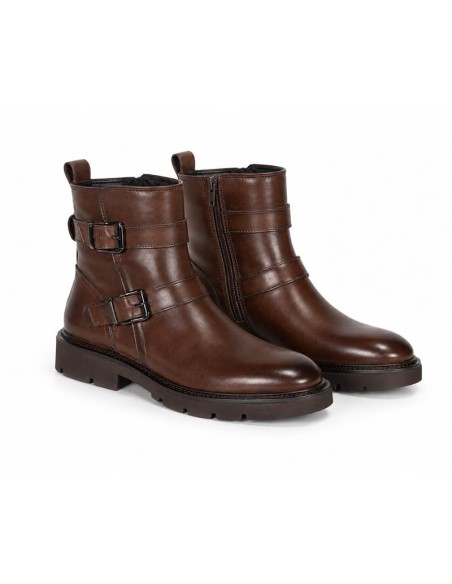 Brown leather women's boots