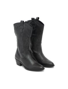 Black leather Women's high boots 2