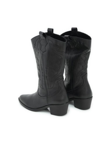 Botas de mujer de piel acabado a mano color negro