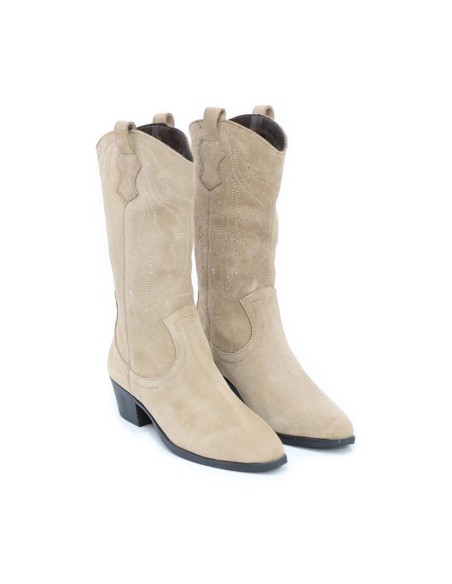 bottes femme suède cuir W-SACH-BEIGE