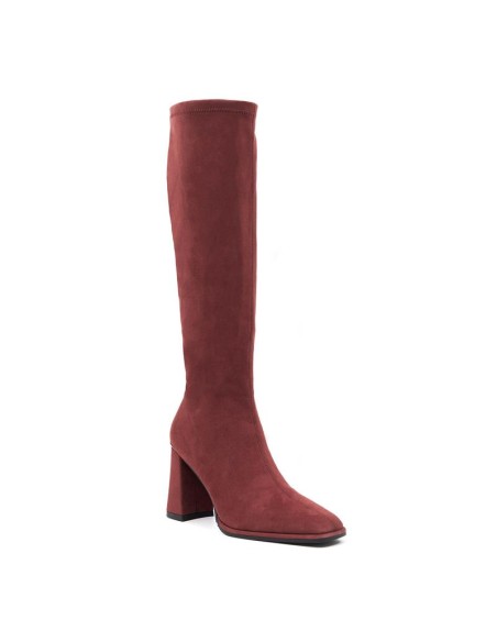 Burgundy suede Women's high boots