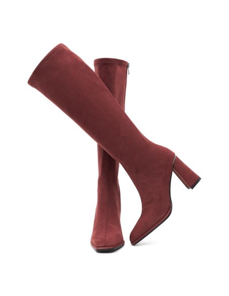 Burgundy suede Women's high boots