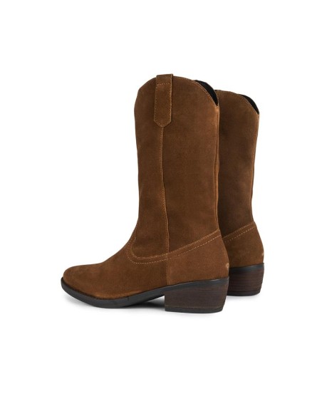 Botas de mujer de ante con costura color cuero