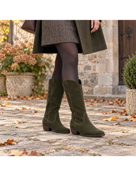 Green suede Women's high boots