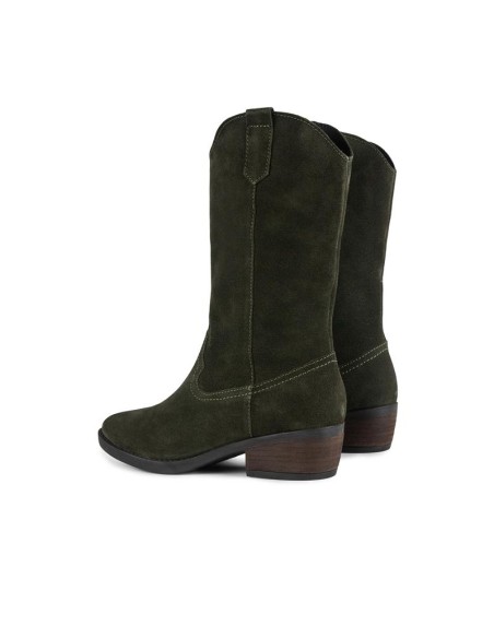 Botas de mujer de ante con costura color verde