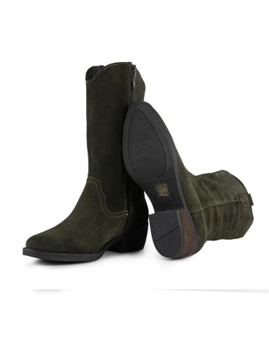 Botas de mujer de ante con costura color verde