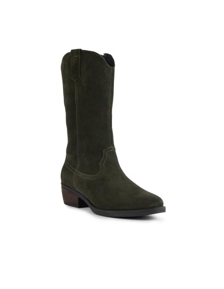 Botas de mujer de ante con costura color verde