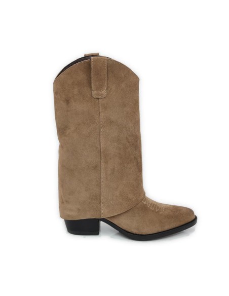 Botas de mujer de ante con maría color cuero