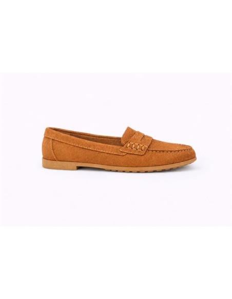 Mocasines de mujer de ante con antifaz color marrón