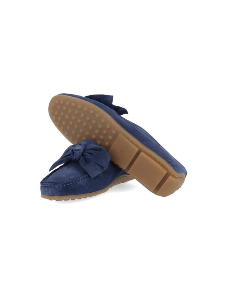 Mocasines de mujer de ante con cordón de piel color azul