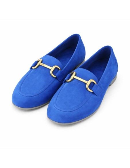 Mocasines de mujer de ante con antifaz color azul