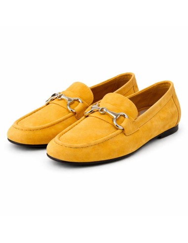 Mocasines de mujer de ante con antifaz color naranja