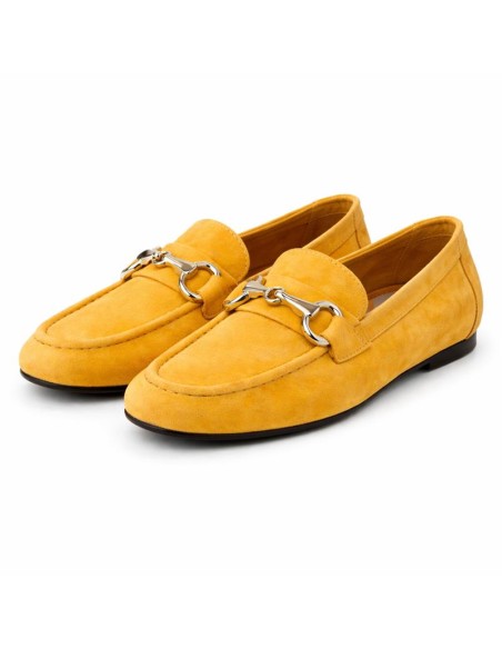Mocasines de mujer de ante con antifaz color naranja