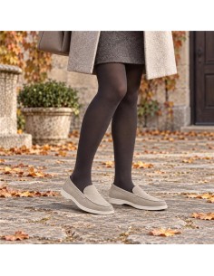 Beige suede women's moccasins
