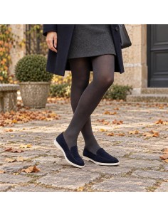 Mocasines de mujer de ante liso color azul