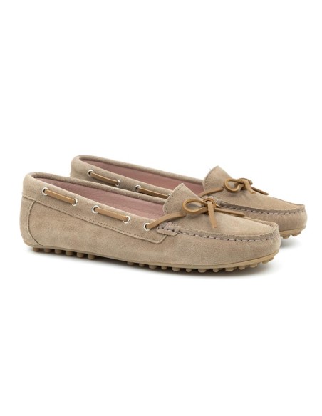Beige suede women's moccasins
