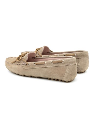 Beige suede women's moccasins