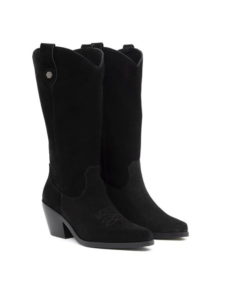 Botas de mujer de ante liso color negro