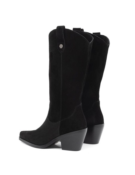 Botas de mujer de ante liso color negro