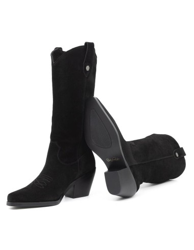 Botas de mujer de ante liso color negro