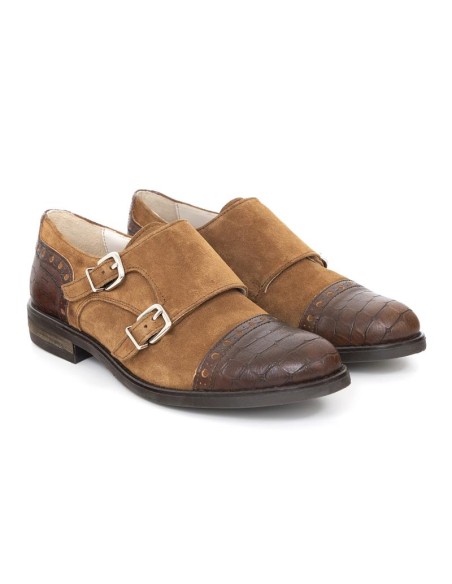 chaussures habillées femme combiné avec la peau beige W-SERINA-BEIGE