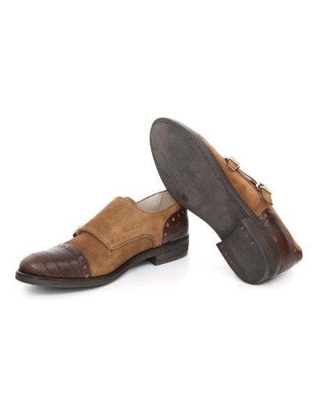 chaussures habillées femme combiné avec la peau beige W-SERINA-BEIGE