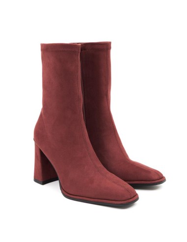 Burgundy suede Women's high boots