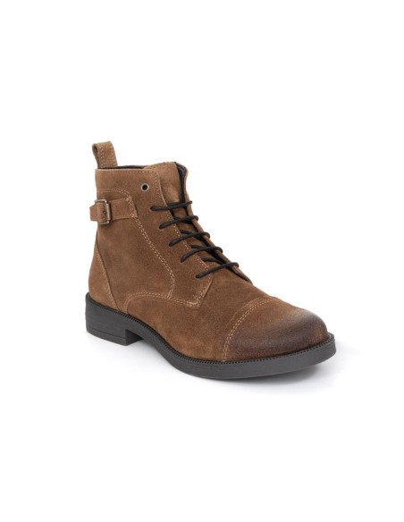 Botines de mujer de ante con hebilla color cuero
