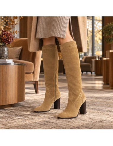 Beige suede Women's high boots