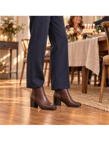 Brown leather women's boots
