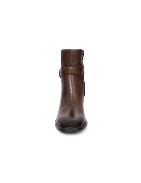Botines de mujer de piel con hebilla color marrón