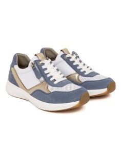Deportivo de mujer de ante con cremallera color azul