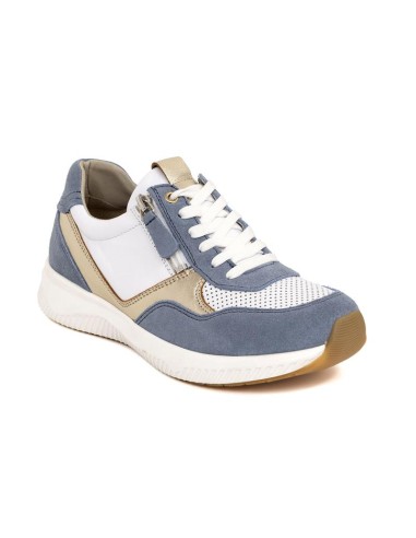 Deportivo de mujer de ante con cremallera color azul