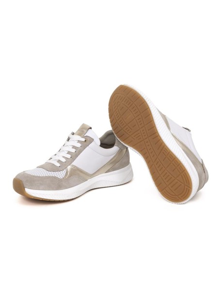 Deportivo de mujer de ante con cremallera color blanco