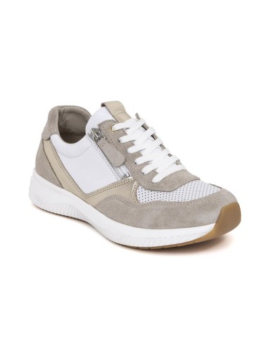 Deportivo de mujer de ante con cremallera color blanco