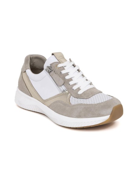 Deportivo de mujer de ante con cremallera color blanco