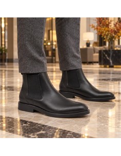 Black leather chelsea boots