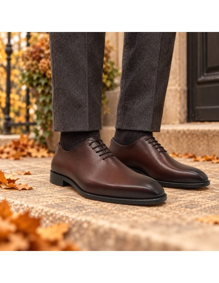 Oxford de piel liso color cuero