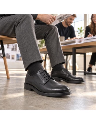 Black leather derby