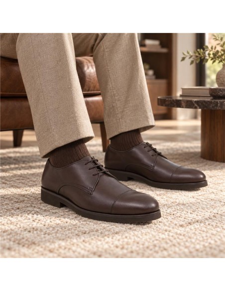 Brown leather derby