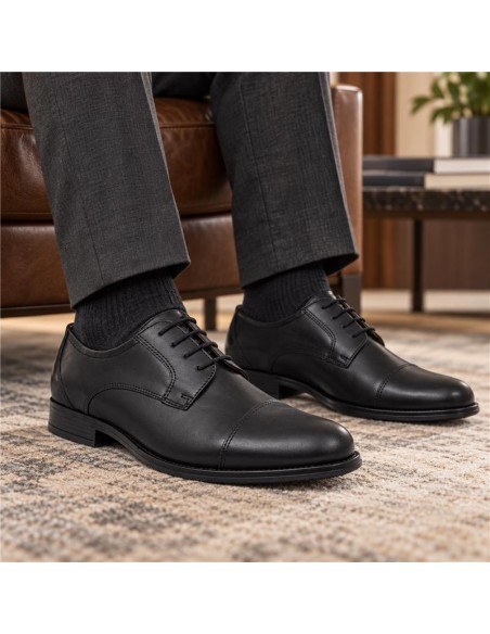 Black leather derby