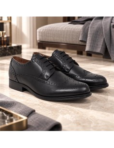 Black leather derby