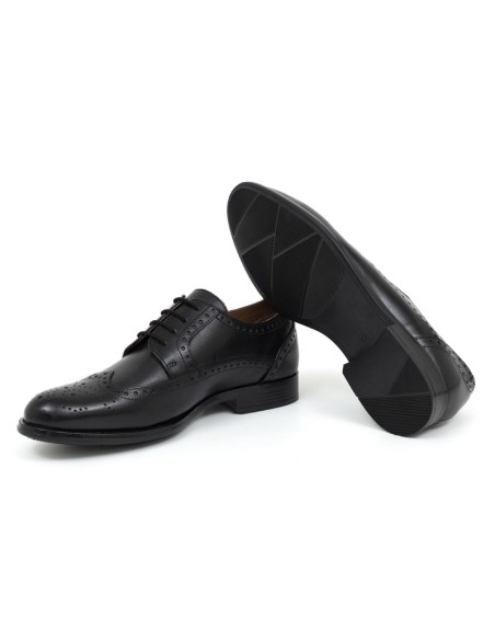 Derby de piel brogado color negro
