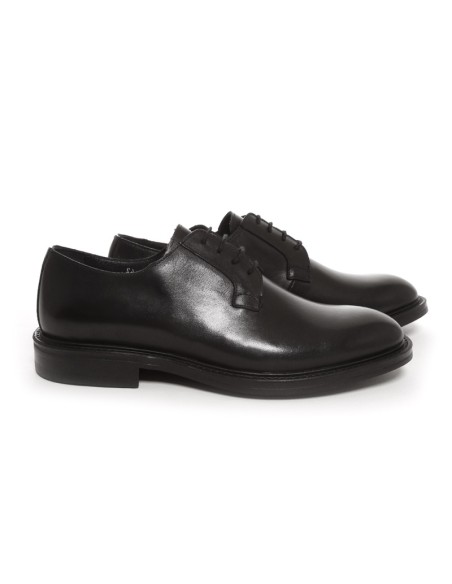 Black leather derby