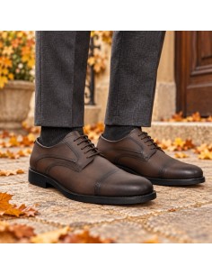Brown leather derby