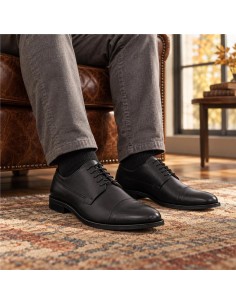 Black leather derby