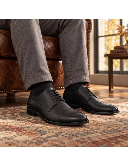 Black leather derby