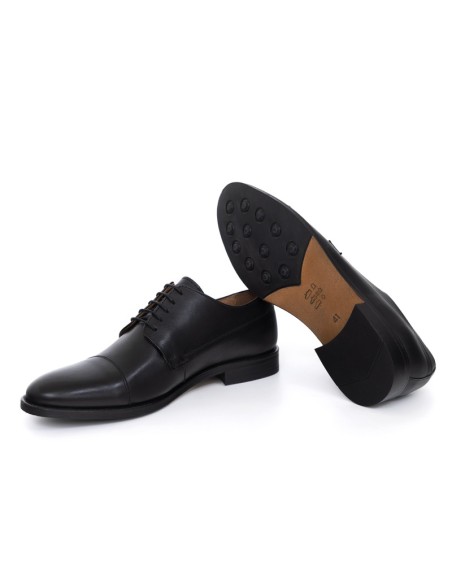 Black leather derby